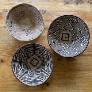 Set of 3 Zulu Handmade Grass Hanging Baskets